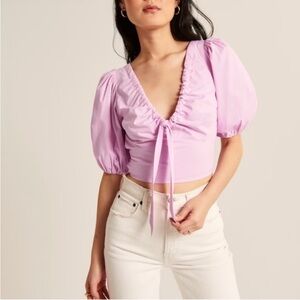 Abercrombie & Fitch WHITE Puff Sleeve Blouse